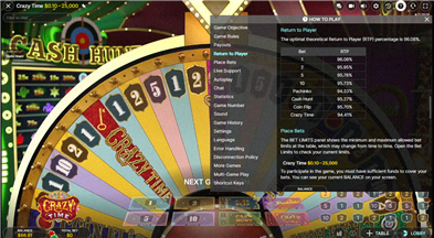 RTP e informazioni sulle probabilita di Crazy Time